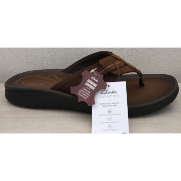 Clarks 261-76987 Men Sz 8M Brown Beeswax Leather Wesley Sun Slip-On Sandals SIB main image 8